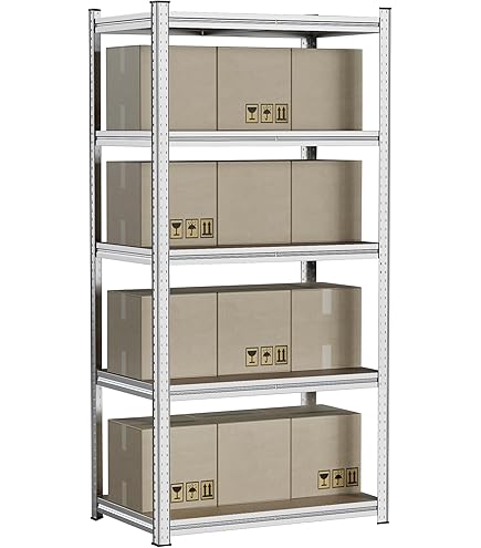 Amazon｜ラック スチール メタル 幅90cm 5段 ホワイト 幅約90×奥行約46